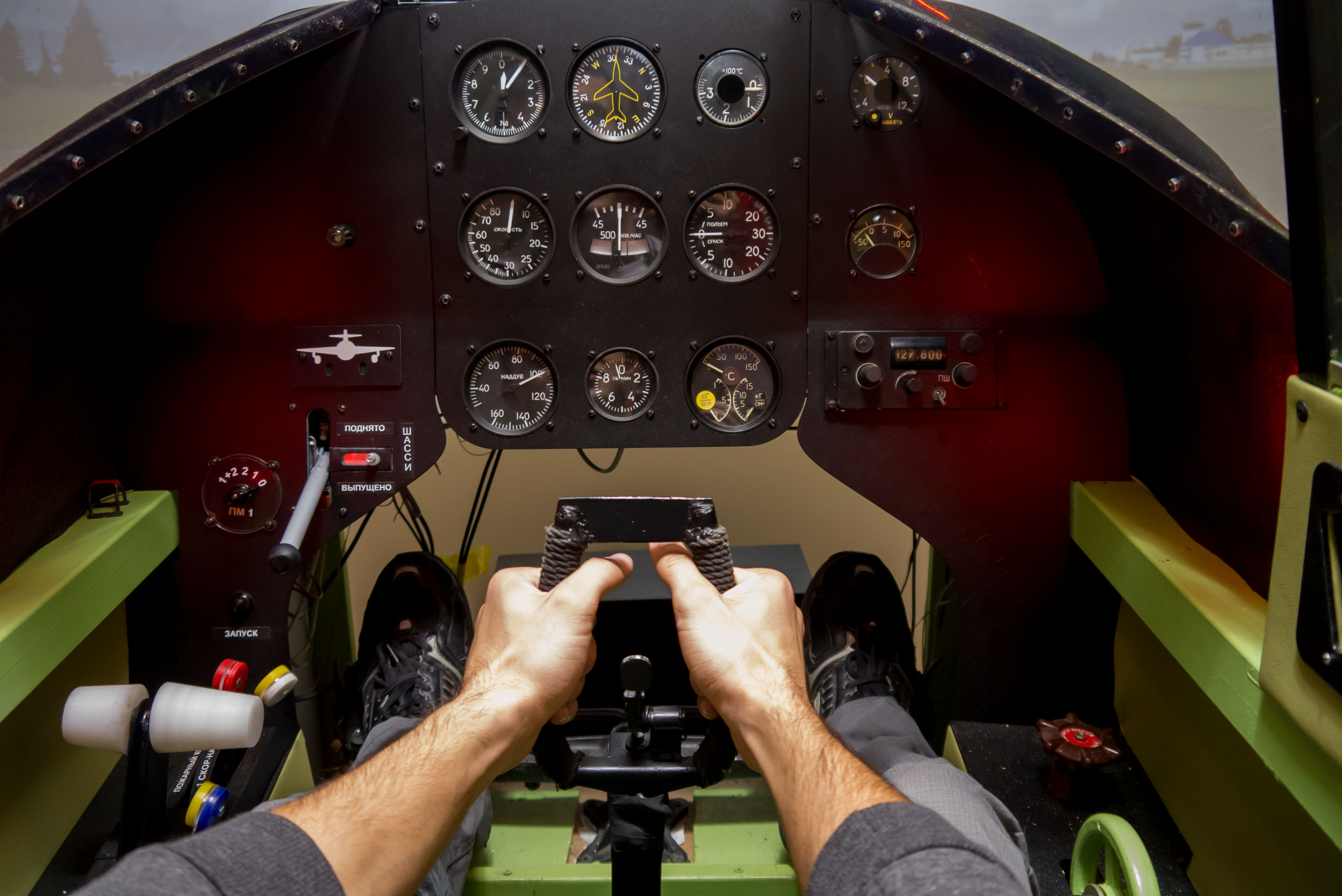 Instrumental panel of WWII fighther flight simulator Instrumental panel
